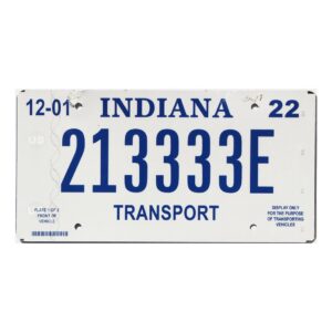 2022 indiana transport license plate for sale 213333e